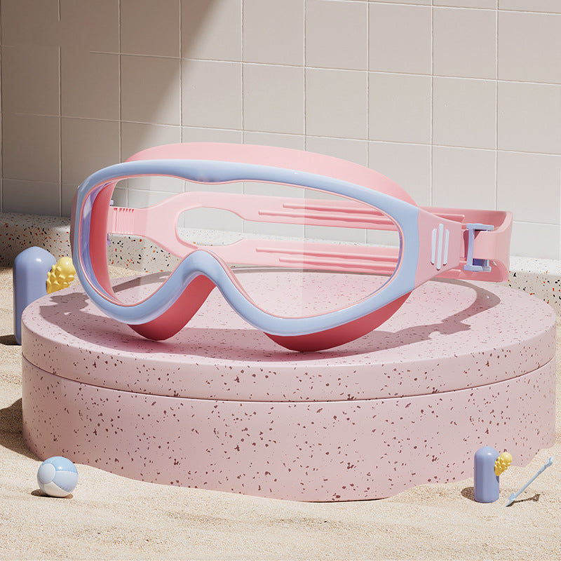 HD Children's Large Frame Waterproof and Anti-fog Swimming Goggles