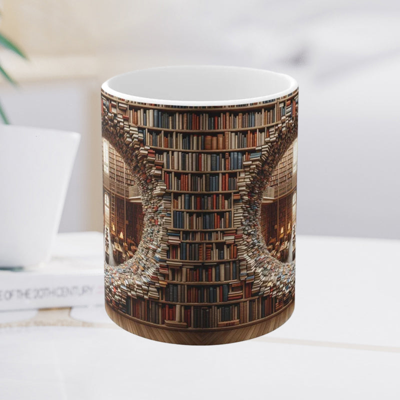 3D Bookshelves Library Book Lover Ceramic Mug