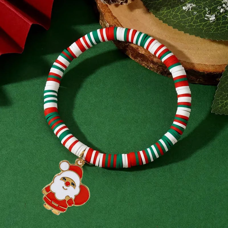 Christmas clay beaded bracelet