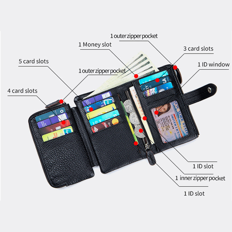 Multifunctional Short Trifold Wallet