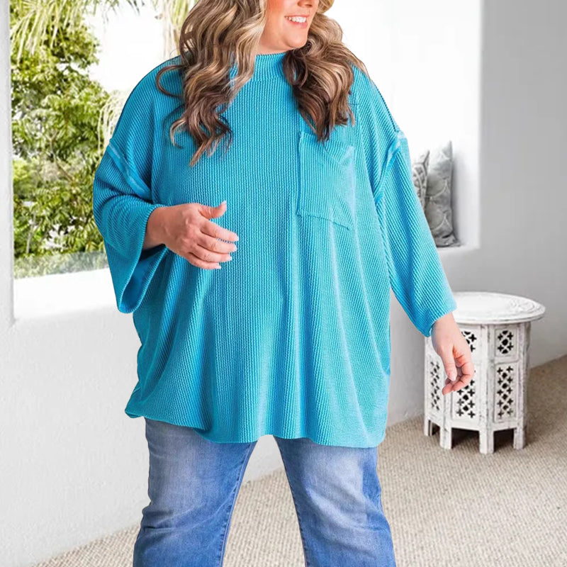 New Oversized High Neck Urban Ribbed Top