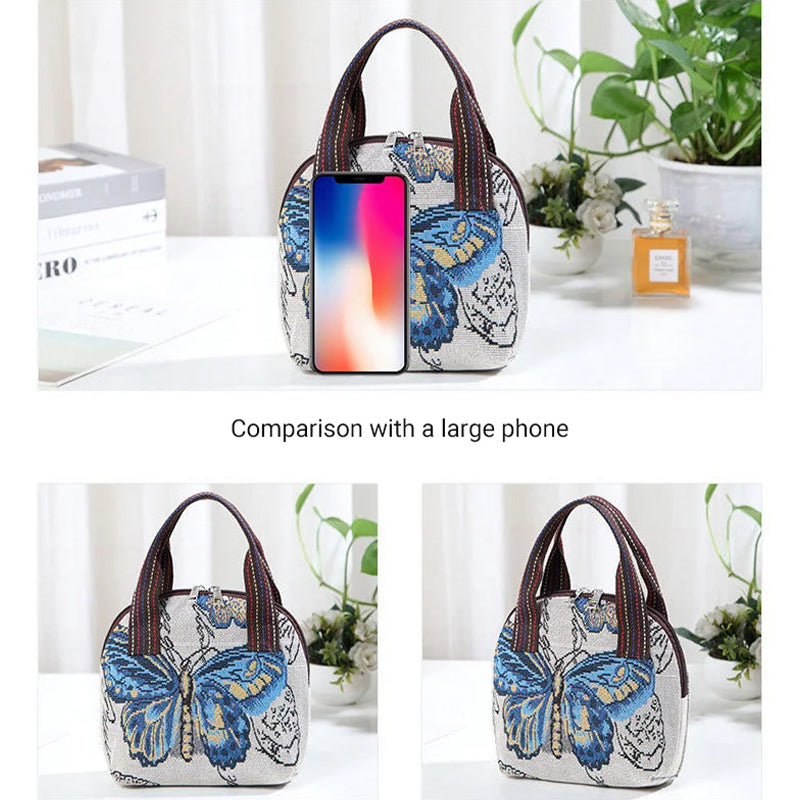 Embroidered Shell Canvas Bag
