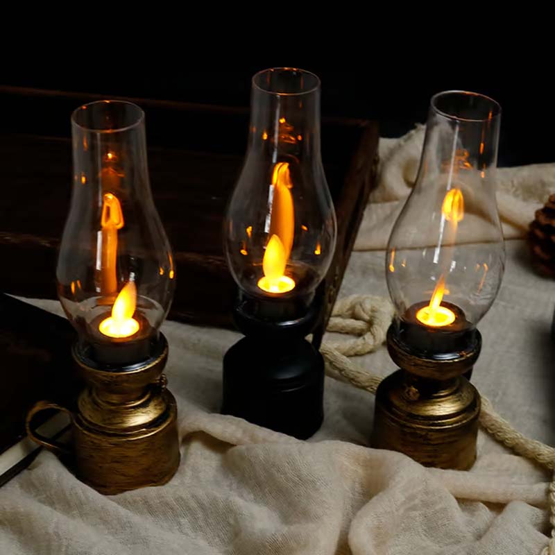 ✨🕯️LED Vintage Kerosene Lamp Electronic Swing Candle