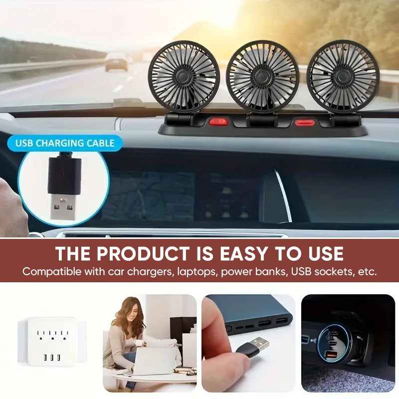 Portable Multi-Head Automotive Cooling Fan