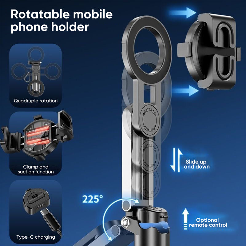 Portable magnetic selfie stick