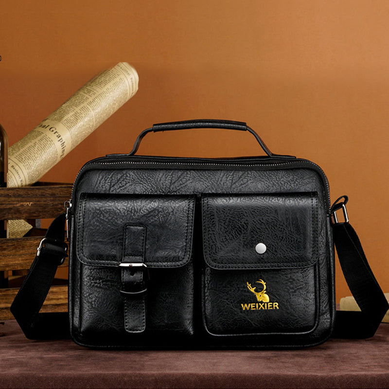 Waterproof Vintage Leather Briefcase Shoulder Bag