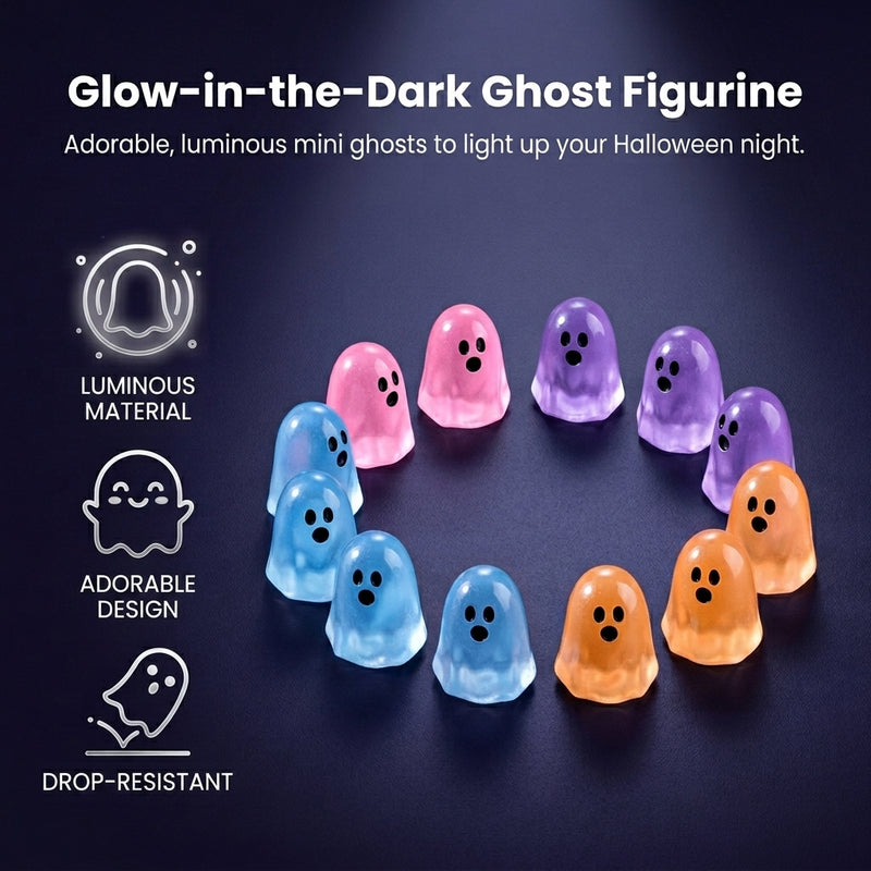 Glow In Dark Cute Ghost Resin Bead Set