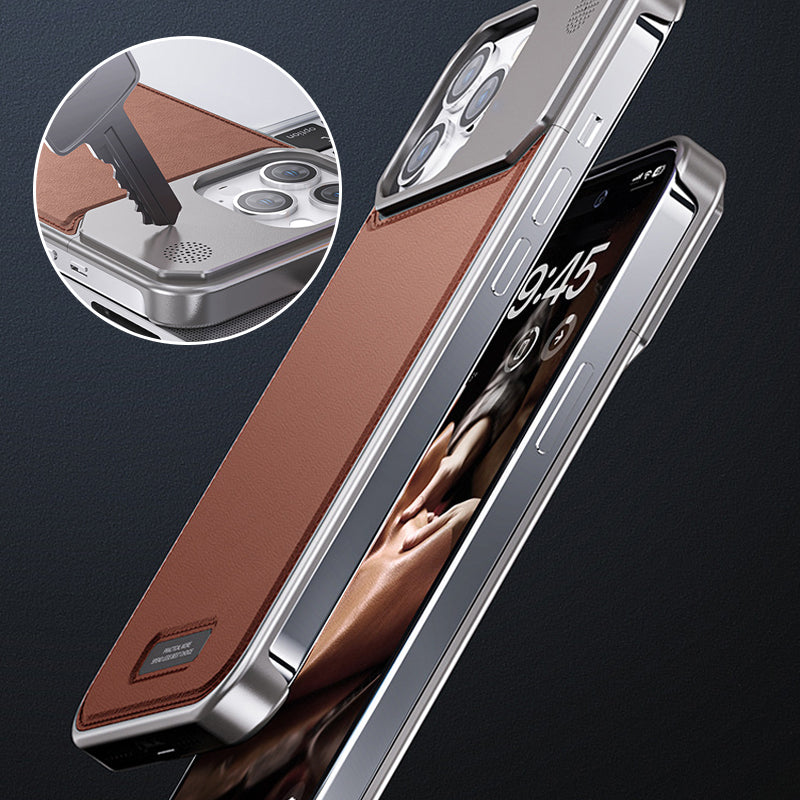 Luxury Leather Titanium Case For iPhone With Magsafe