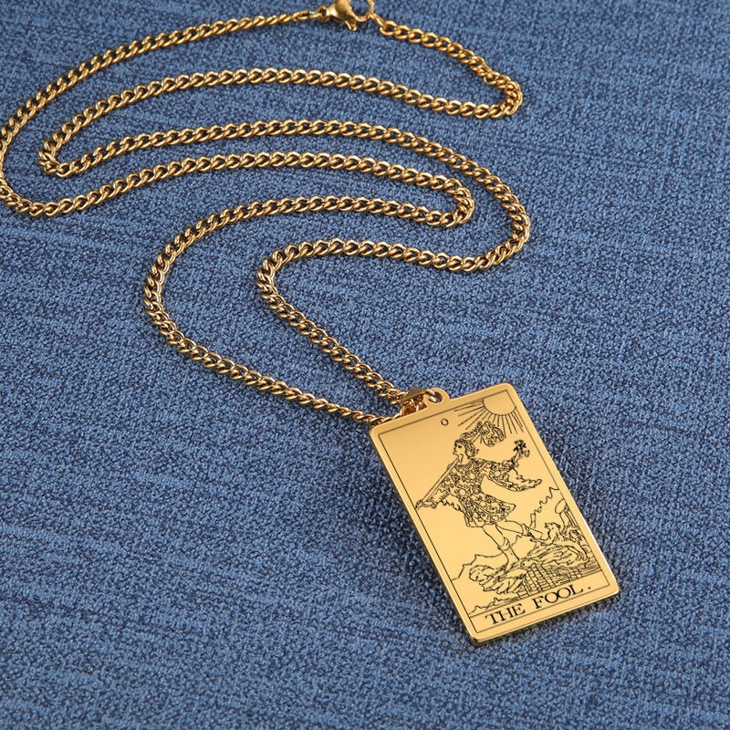 Engraved Tarot Card Chain Dual Chain Necklace