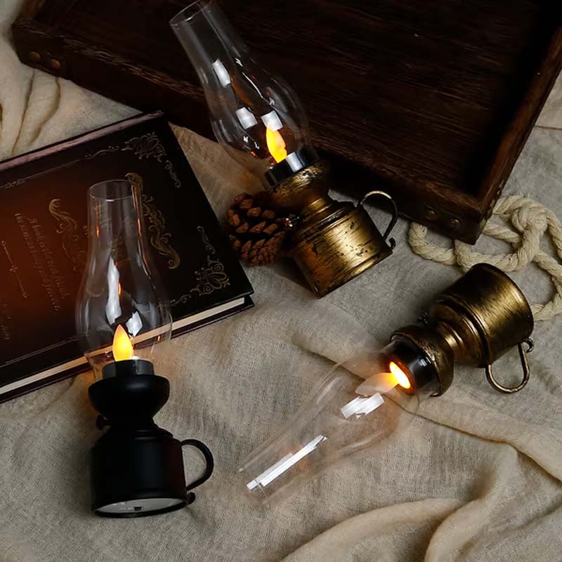 ✨🕯️LED Vintage Kerosene Lamp Electronic Swing Candle