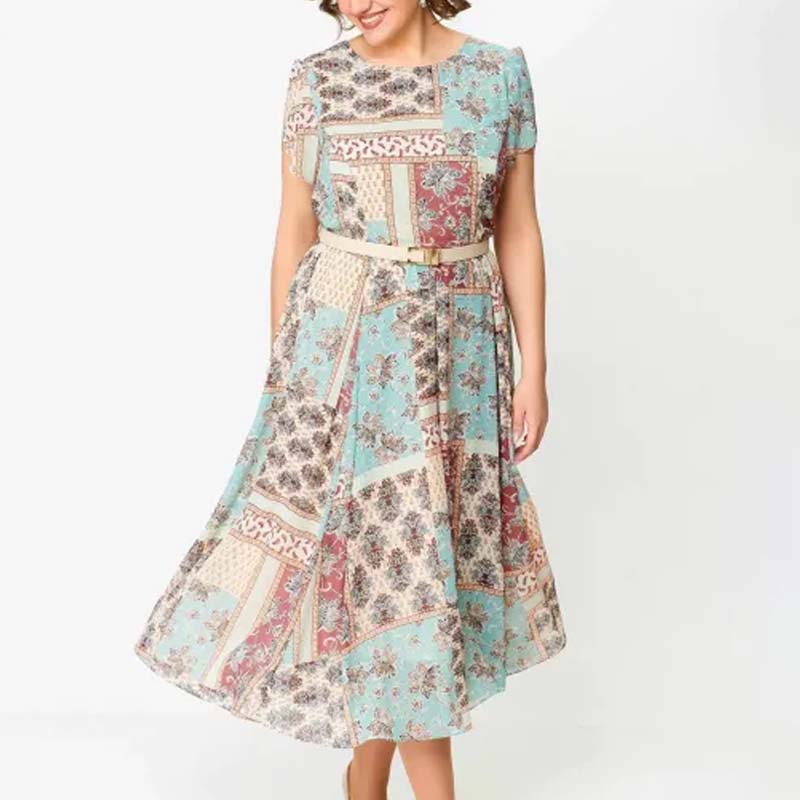 Comfortable and Elegant Patchwork Printed Dress