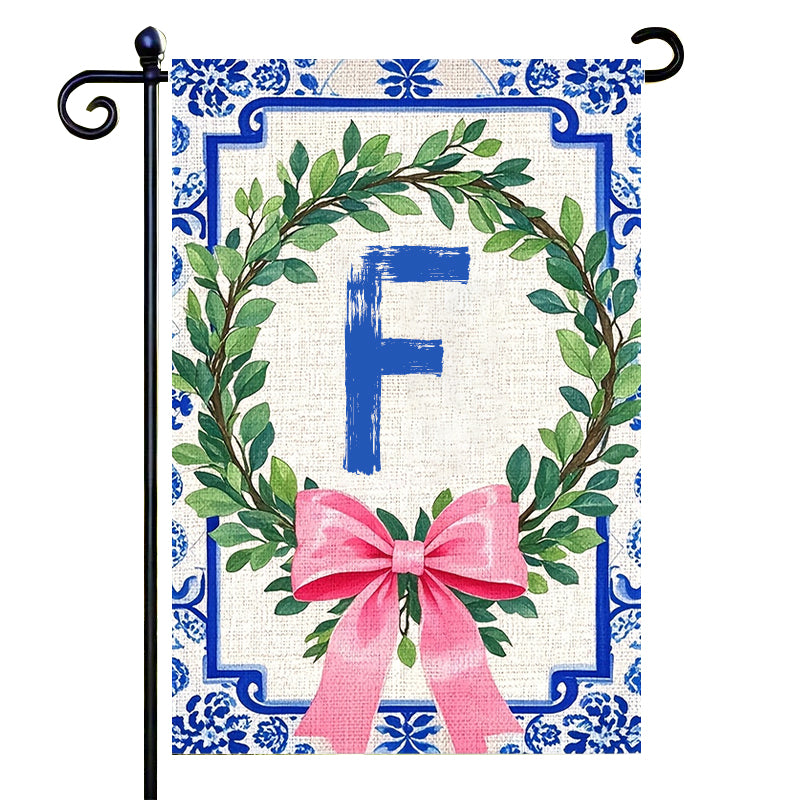Letter Floral Garden Flag