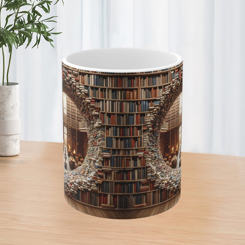 3D Bookshelves Library Book Lover Ceramic Mug