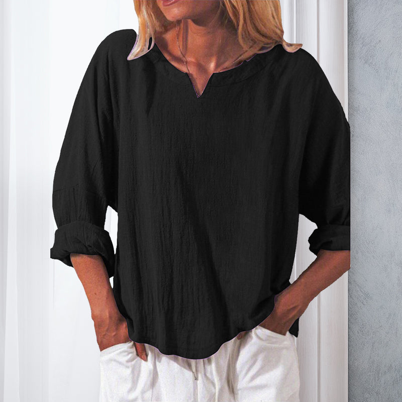 Womens Casual Solid V Neck T-shirt