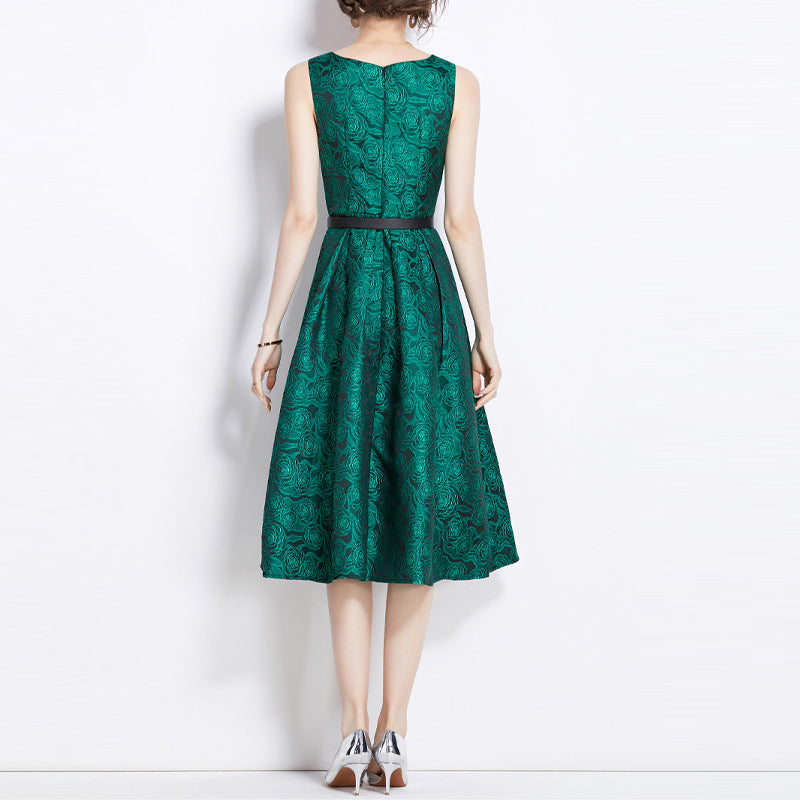 French Jacquard Sleeveless Dress