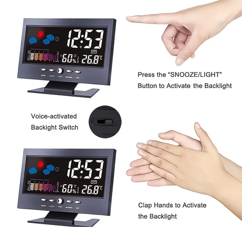 Digital LED Temperature Humidity Monitor Alarm Clock