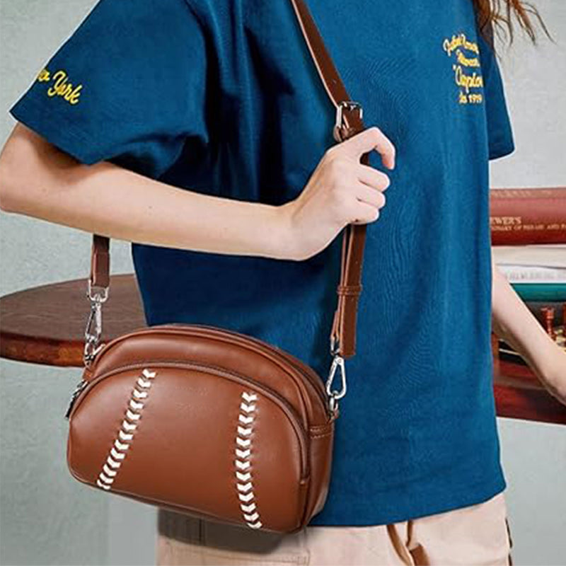 Baseball shaped shoulder bag