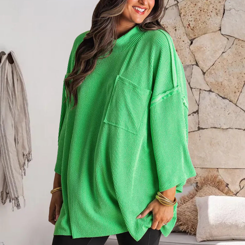 New Oversized High Neck Urban Ribbed Top
