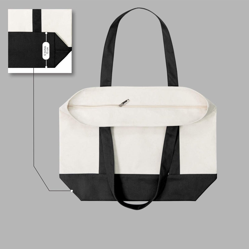 Stylish Canvas Tote Bag with an External Pocket