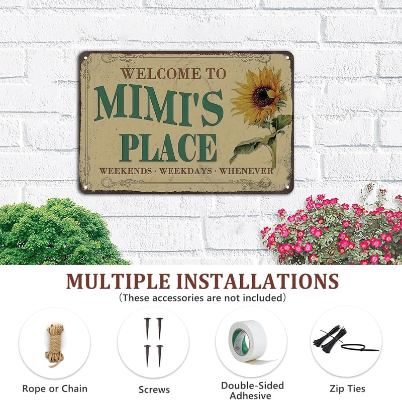 Vintage Farmhouse Sunflower Metal Sign