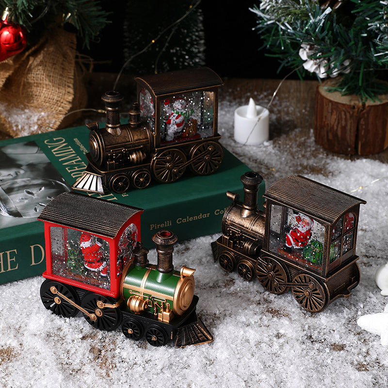 Christmas Crystal Floating Snow Train Light