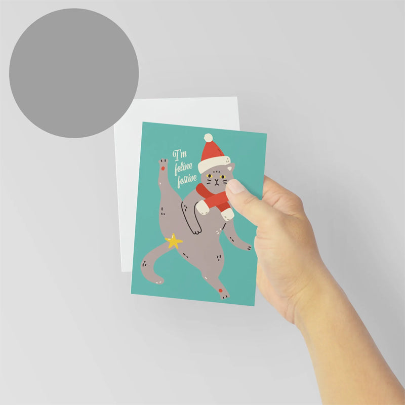 Funny Christmas Cat Greeting Card