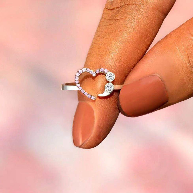 Open Heart Diamond Ring