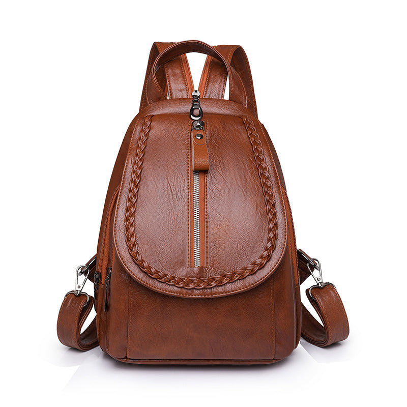 Twist Clamshell Leather Backpack