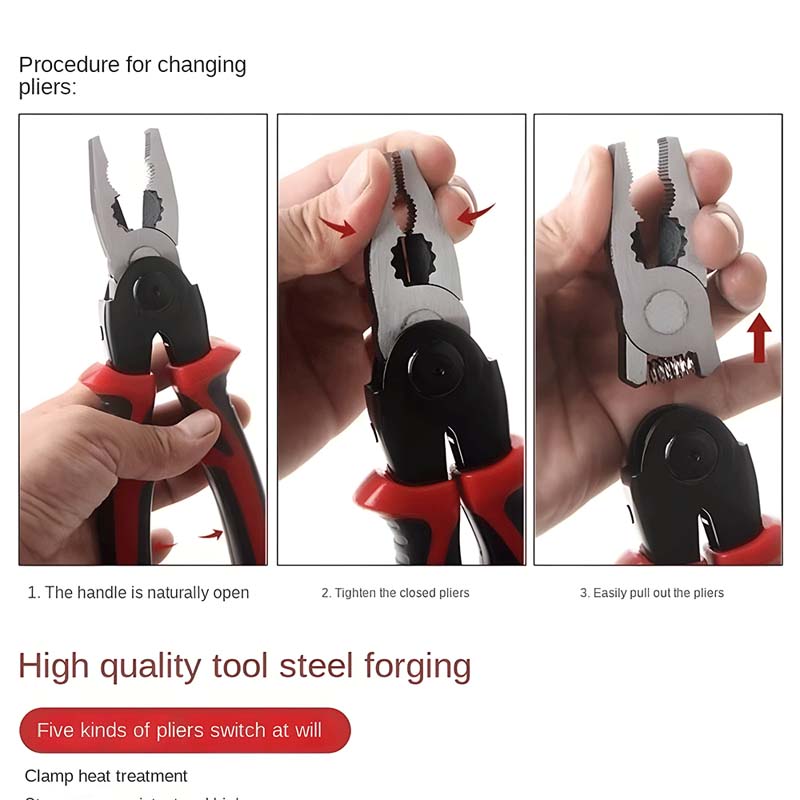 5-in-1 Interchangeable Head Pliers Tool Set