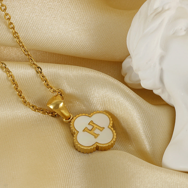 Four Leaf Clover Monogram Necklace