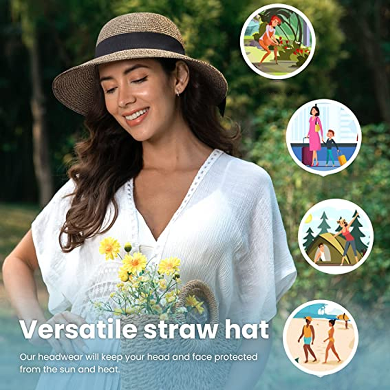 Parasol Straw Hat with Bow
