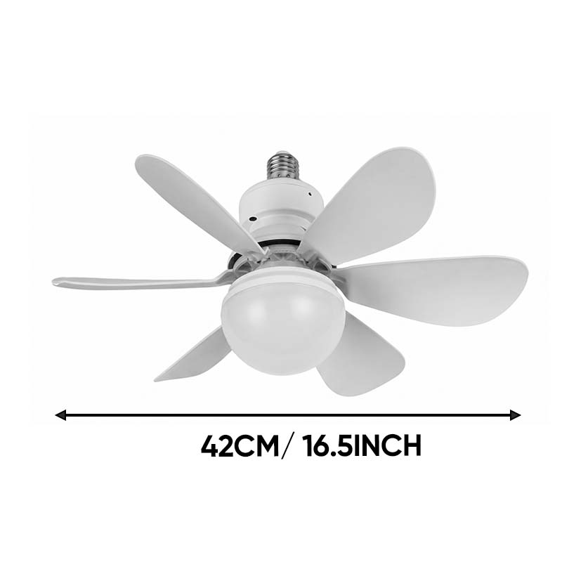 Six-blade gourd-shaped off-white ceiling fan light