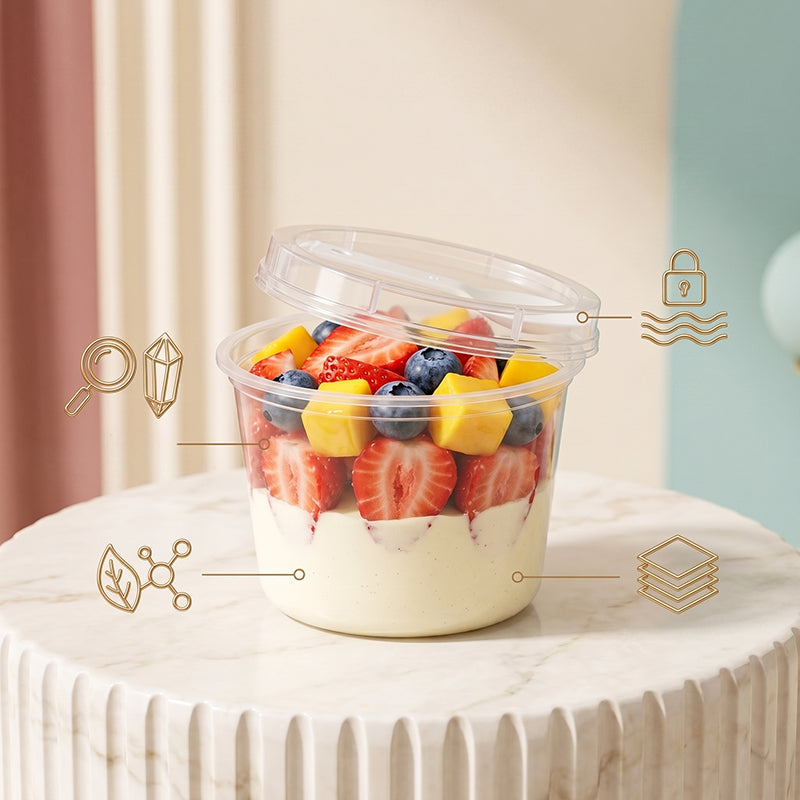 Clear Dessert Cups with Lids & Spoons