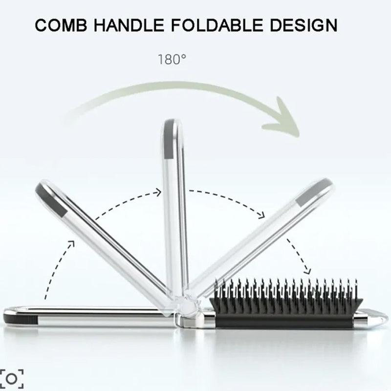 Travel Folding Mirror Hair Brush