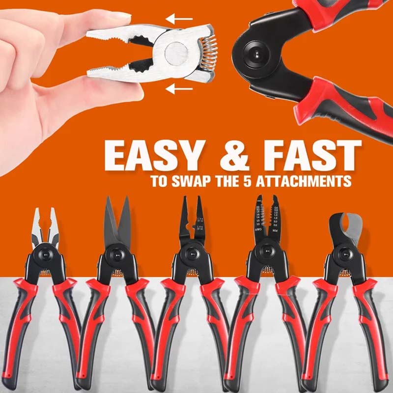 5-in-1 Interchangeable Head Pliers Tool Set