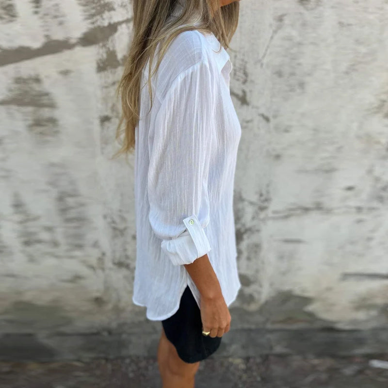 Versatile Lapel Shirt with a Large Pocket