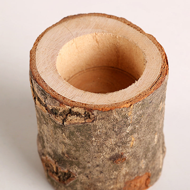 Log Color Stump Candle Holder