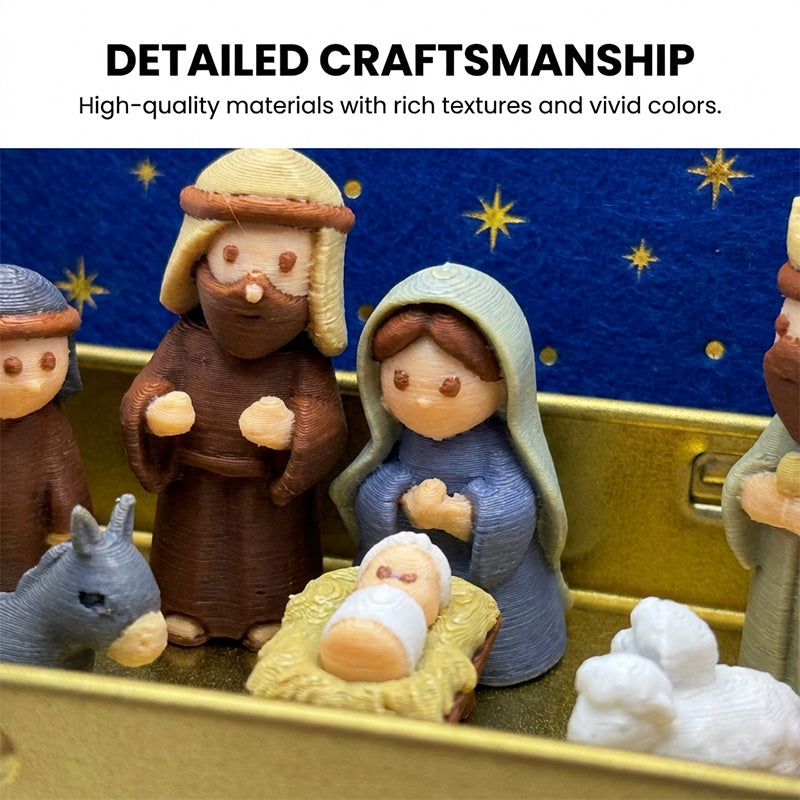 Mini Christmas Nativity Set in Tin Box