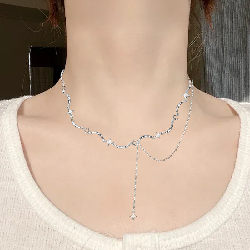 Wave Shaped Diamond Necklace