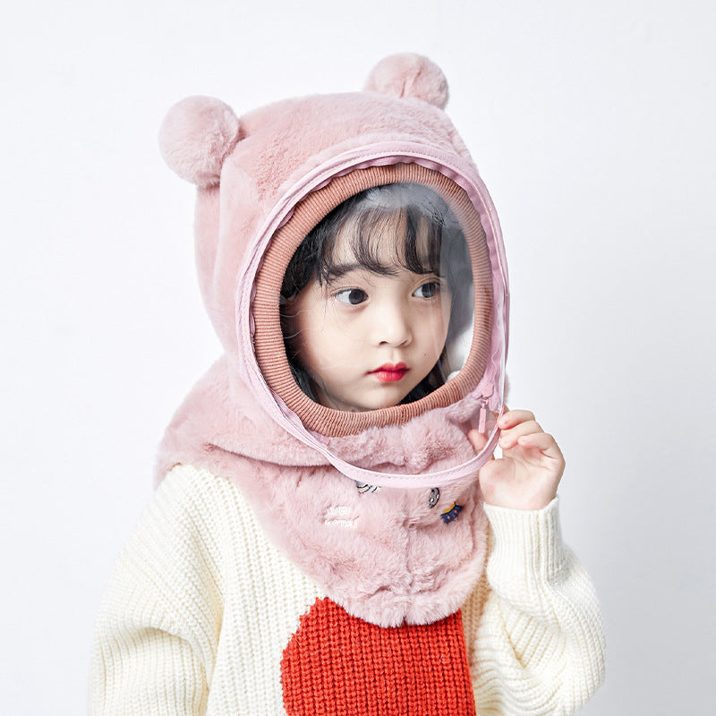 Hooded Fleece Hat with Visor  Wind