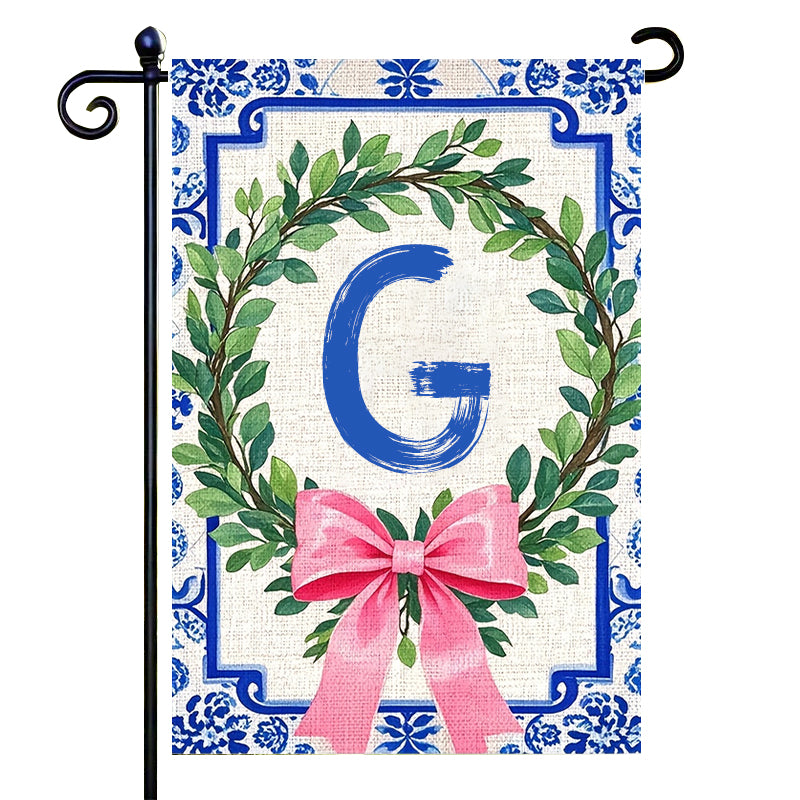 Letter Floral Garden Flag