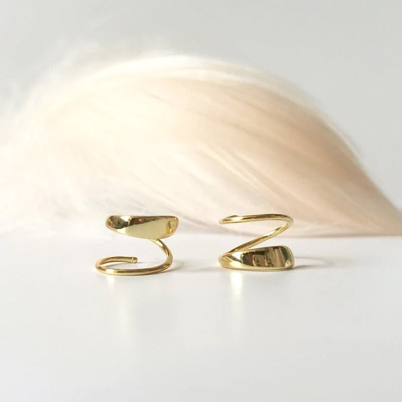 Minimal Spiral Hoop Twist Earrings (Thick Hoop Version)