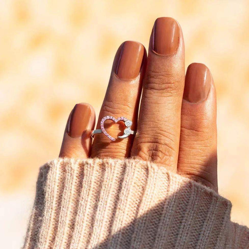 Open Heart Diamond Ring