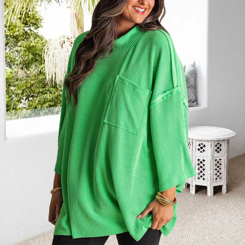 New Oversized High Neck Urban Ribbed Top