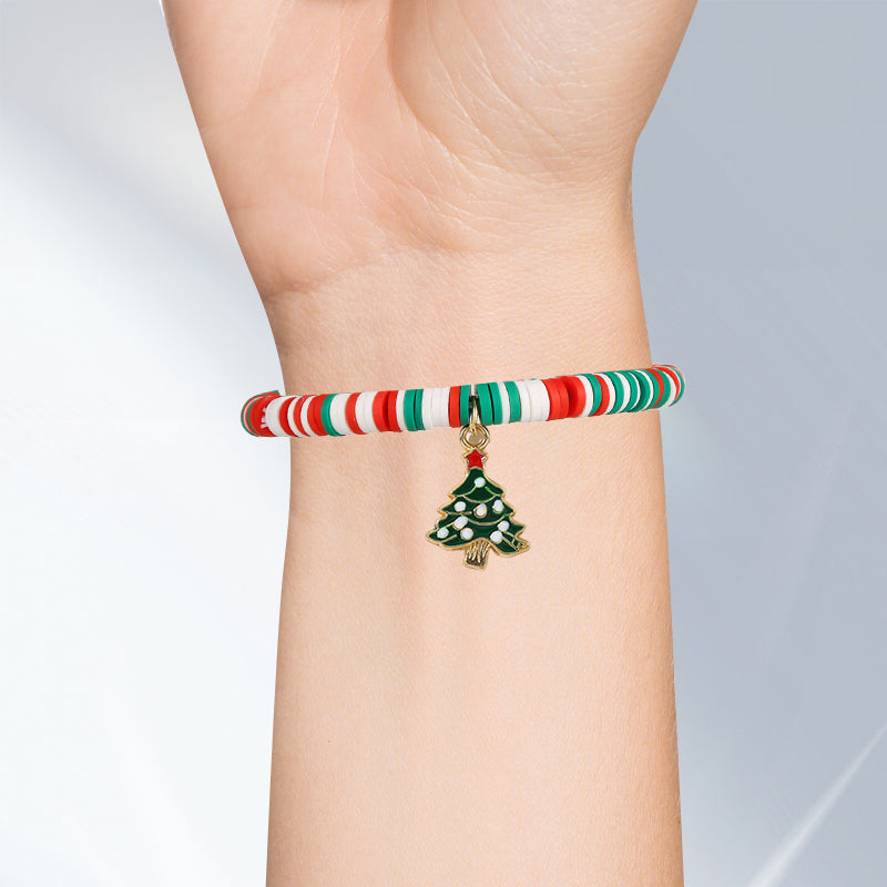 Christmas clay beaded bracelet