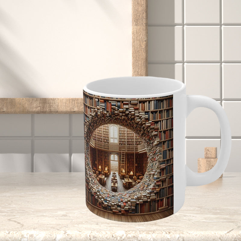 3D Bookshelves Library Book Lover Ceramic Mug