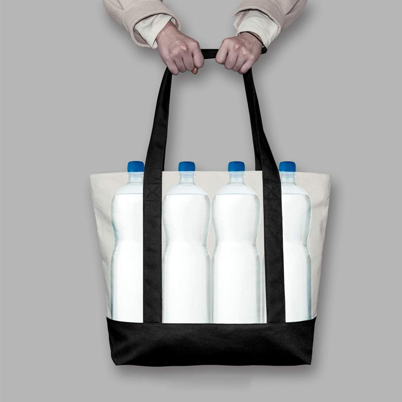 Stylish Canvas Tote Bag with an External Pocket