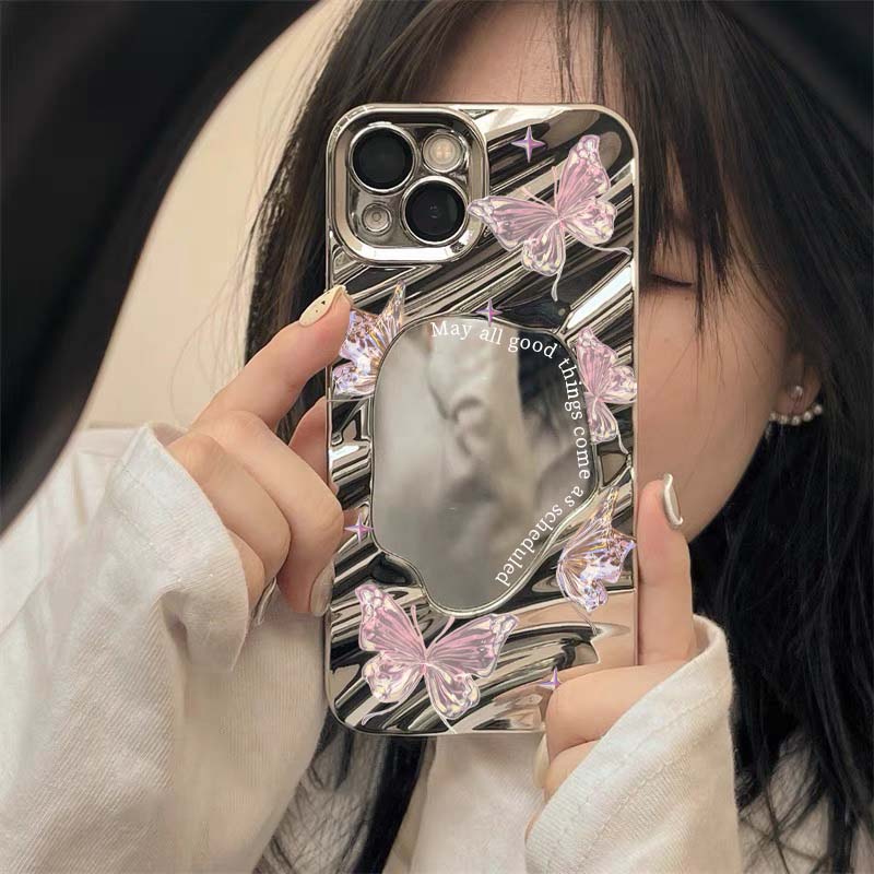 ELEGANT SHINING BUTTERFLIES MIRROR CASE