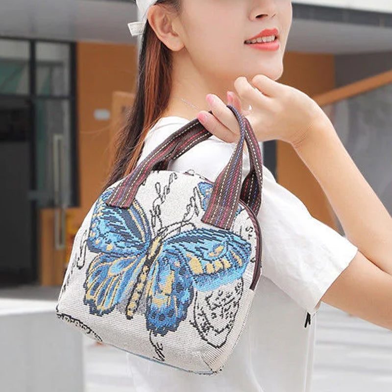 Embroidered Shell Canvas Bag