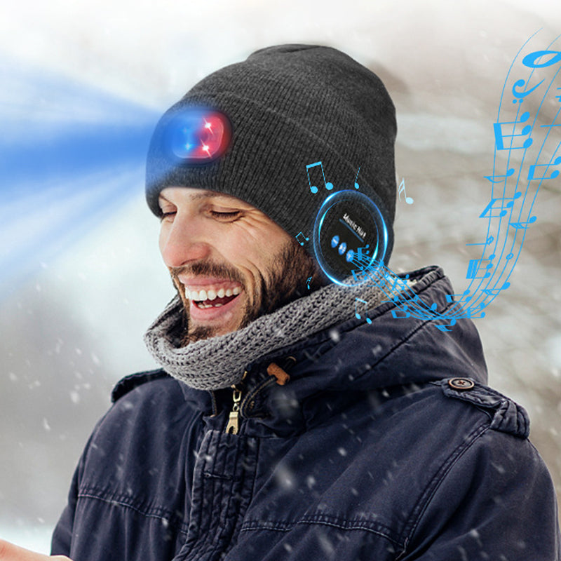 LED Bluetooth Warm Beanie Rechargeable Wireless Headset Hat Unisex